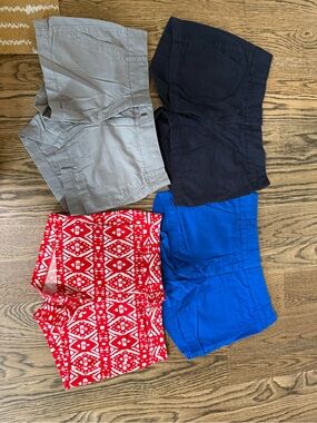 J. Crew Women's Shorts Set - Red Pattern, Blue, Black, Gray